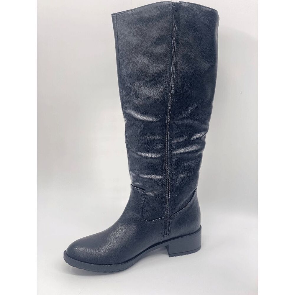 Style & Co Women's Graciee Zip Riding Boots - Black Smooth 7M - Picture 3 of 8
